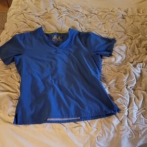 New Balance Short Sleeve V-Neck Scrub Top in Royal Blue